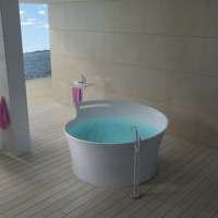 Big size families round solid surface artificial stone freestanding bathtub TC-S30