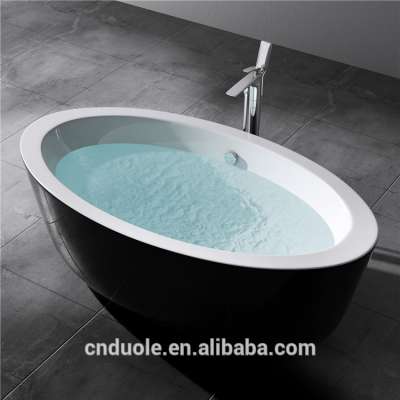 European Style Luxury Black True Solid Surface Eco Friendly Oval Freestanding Bathtub