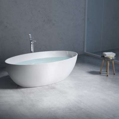 Latest matt white Solid Surface Stone freestanding bathtub manufacturer sale